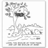 Vis en evolutie Darwin Theory Cartoon. Sticker (Voorkant)