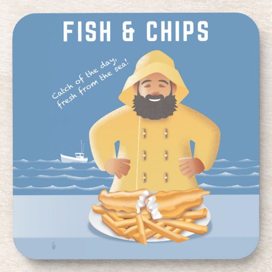 Vis en Friet Bier Onderzetter (Voorkant)