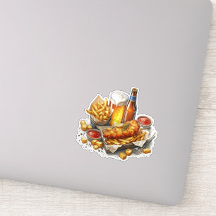 Vis en friet sticker