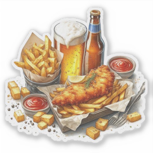 Vis en friet sticker (Voorkant)