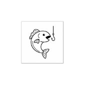 Vis en Gevist Haak 1x1 Rubberstempel (Afrduk)