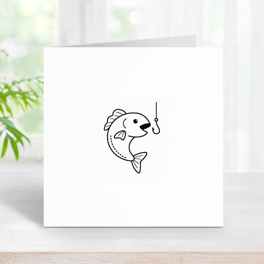 Vis en Gevist Haak 1x1 Rubberstempel