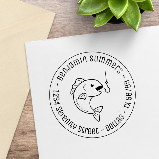 Vis en Gevist rondadres Rubberstempel