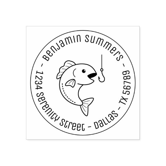 Vis en Gevist rondadres Rubberstempel (Afrduk)