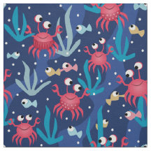 Vis en grappige krabben