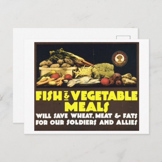 "Vis- en groentemeel"  oorlogstijd Briefkaart (Voorkant / Achterkant)