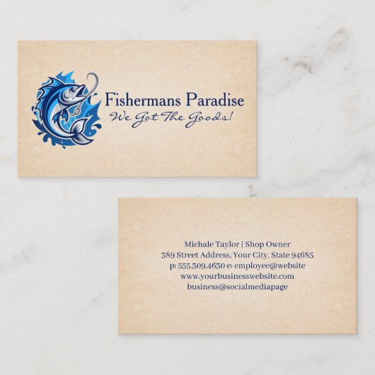 Vis en haak in het water | sportartikelen visitekaartje (Voorkant / Achterkant)