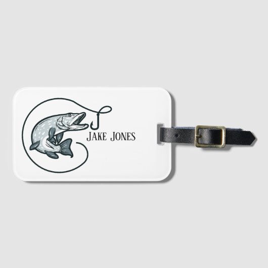 Vis en haak op maat bagagelabel (Voorkant (horizontaal))