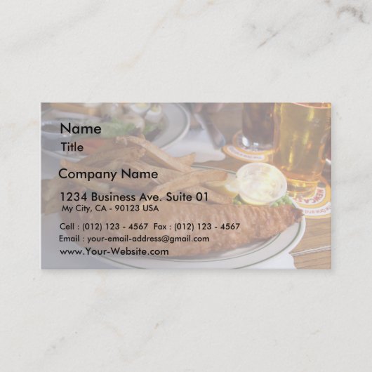 vis en inkepingen met een appint van cider visitekaartje (Voorkant)