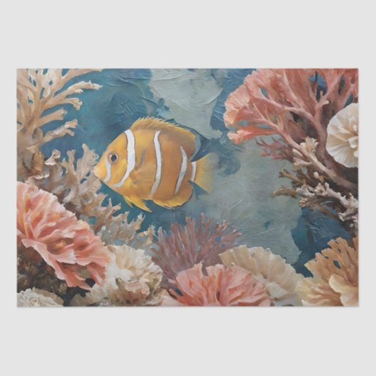 Vis en Koraal Acryl Schilderen Tissuepapier (Voorkant)