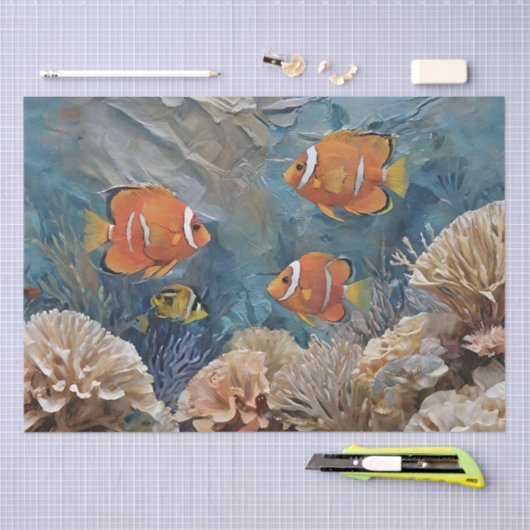 Vis en Koraal Acryl Schilderen Tissuepapier (Craft)