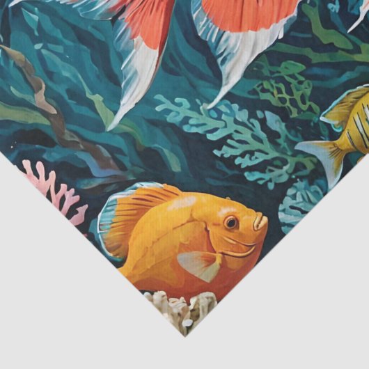 Vis en Koraal Acryl Schilderen Tissuepapier (Detail)