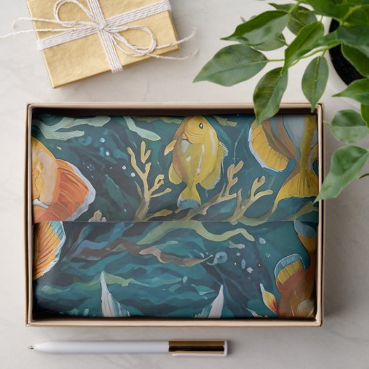 Vis en Koraal Acryl Schilderen Tissuepapier (Geschenk)
