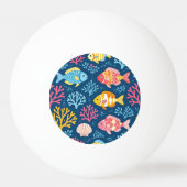 Vis en koraal in scheepsblauw pingpongbal (Voorkant)