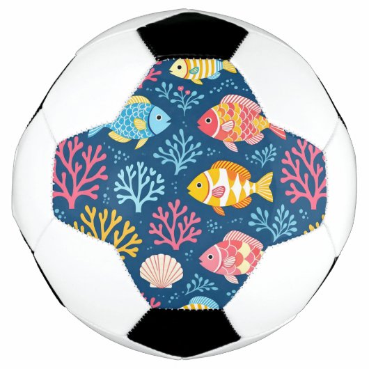 Vis en koraal in scheepsblauw voetbal (Voorkant)