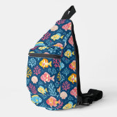 Vis en koraal scheepsblauw sling bag (Rechterhoek)