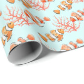 Vis en koraal waterverf oceaan bruiloft of eveneme cadeaupapier (Rol Hoek)