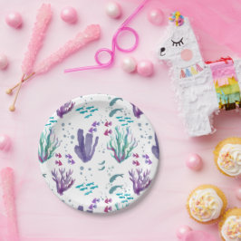 Vis en koraal Waterverf ontwerp Papieren Bordje