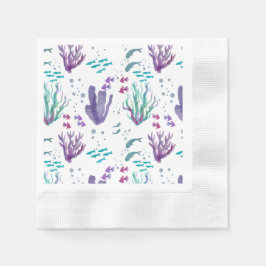 Vis en koraal Waterverf ontwerp Servet