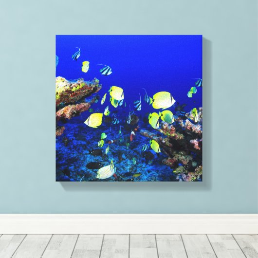  vis en koraalrif canvas afdruk (Insitu (Houten vloer))