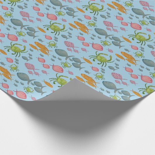 Vis en krabben cadeaupapier (Hoek)