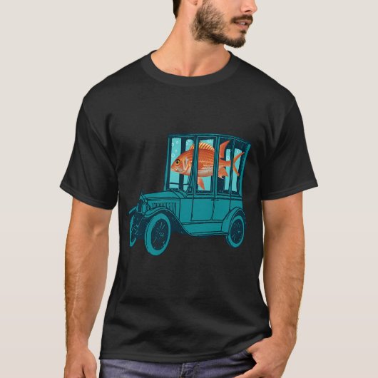 Vis en oude auto collage t-shirt (Voorkant)