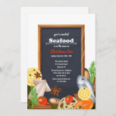 Vis en schaaldieren staan op de uitnodiging (Voorkant / Achterkant)