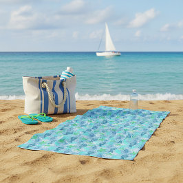 Vis en schelpen strandlaken