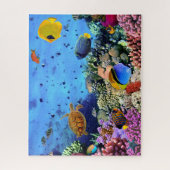 Vis en schildpad onder de zee Puzzel (Verticaal)