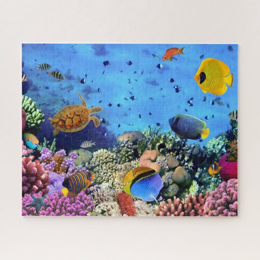 Vis en schildpad onder de zee Puzzel (Horizontaal)