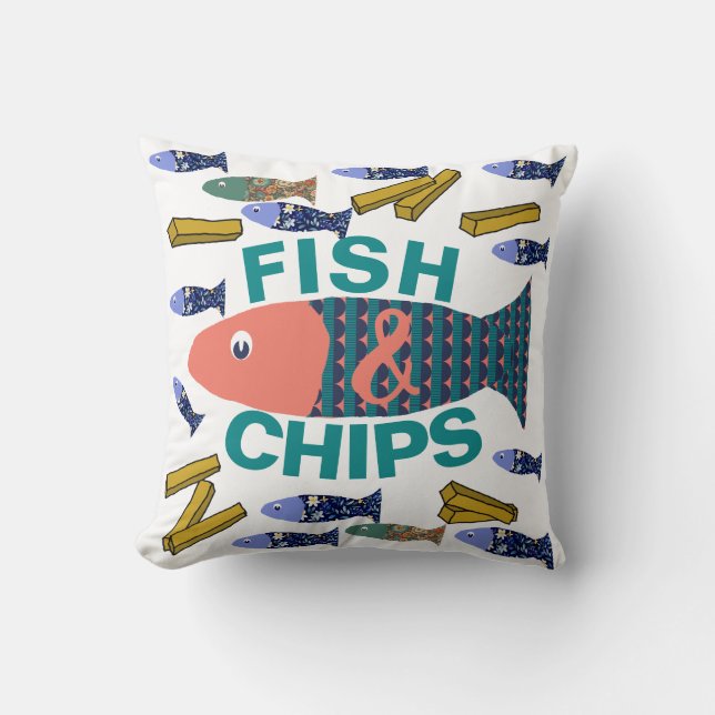 Vis en Spaanders, Kust, Chippy, Strandhuis Kussen (Voorkant)