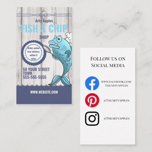 Vis en spaanders visitekaartje (Voorkant / Achterkant)