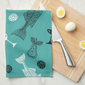 Vis en vruchten theedoek (Quarter Fold)