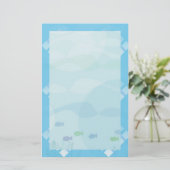 Vis en water, blauw briefpapier (Staand voorkant)