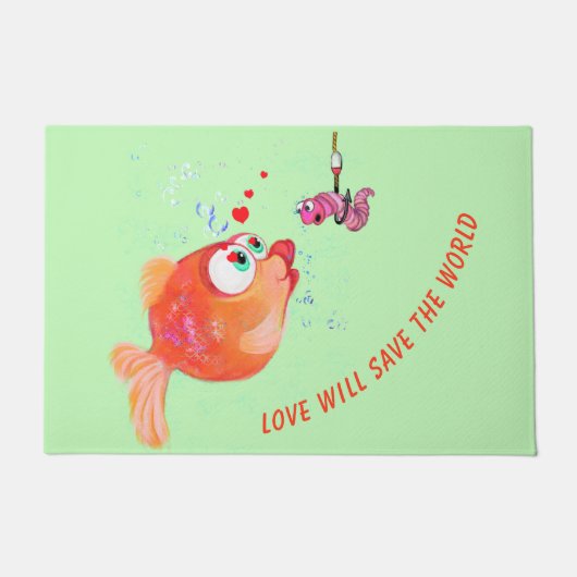Vis en worm Doormat Fun - Liefde Deurmat (Voorkant)