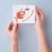 Vis en worm Flyer Love Romantic Cartoon (Hand)