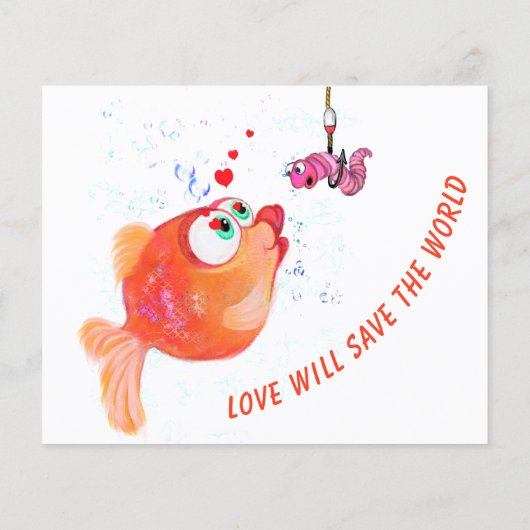 Vis en worm Flyer Love Romantic Cartoon (Achterkant)