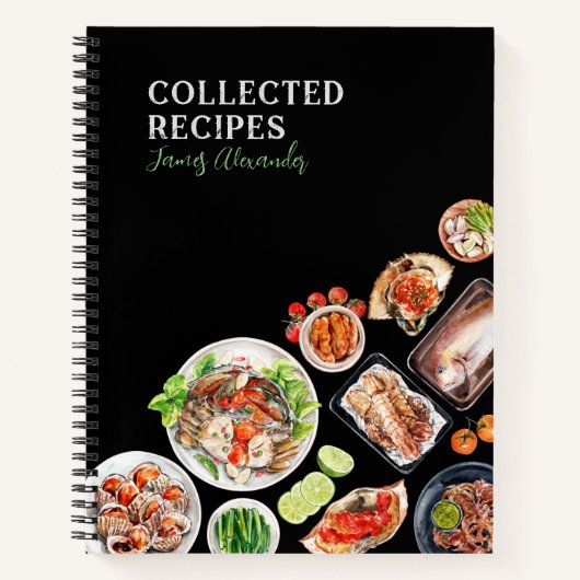 Vis en zeevruchten Cuisine Recept Black Journal Notitieboek (Voorkant)