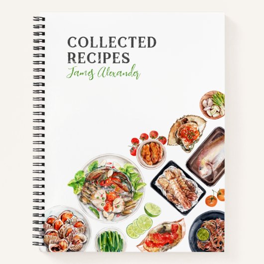 Vis en zeevruchten Cuisine Recept White Journal Notitieboek (Voorkant)