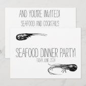 Vis en zeevruchten Diner Party, Cocktails Delicacy Kaart (Voorkant / Achterkant)