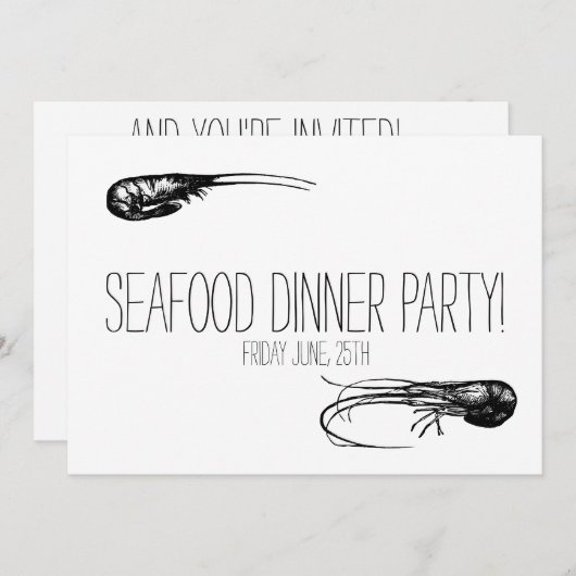 Vis en zeevruchten Diner Party, Cocktails Delicacy Kaart (Voorkant / Achterkant)