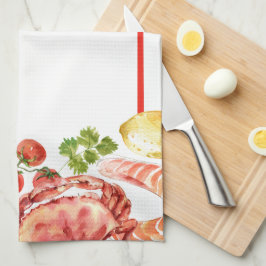 Vis en zeevruchten Feast Red Stripe Theedoek