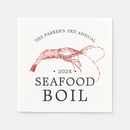 Vis en zeevruchten / garnalen koken themafeest servet (Voorkant)