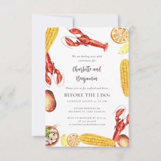 Vis en zeevruchten koken voor ik doe verlovingsfee kaart (Voorkant)