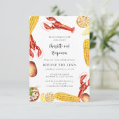 Vis en zeevruchten koken voor ik doe verlovingsfee kaart (Staand voorkant)