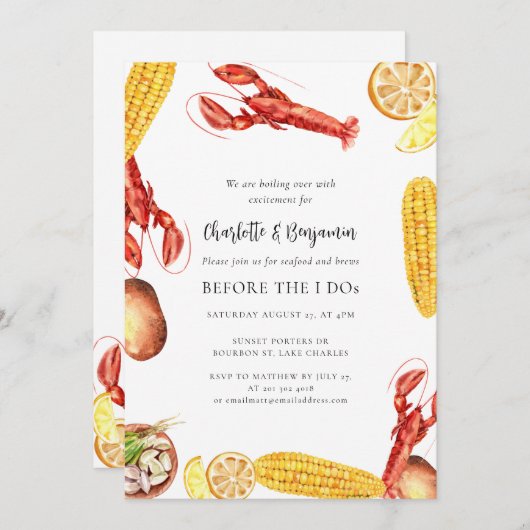 Vis en zeevruchten koken voor ik doe verlovingsfee kaart (Voorkant / Achterkant)