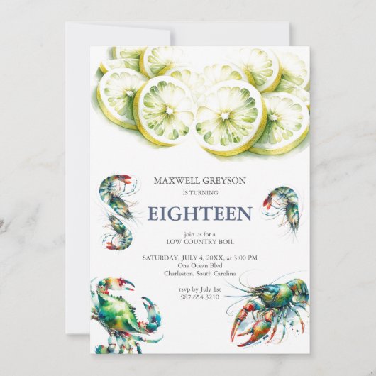 Vis en zeevruchten Kook 18e verjaardag Uitnodiging (Voorkant)