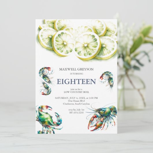 Vis en zeevruchten Kook 18e verjaardag Uitnodiging (Staand voorkant)