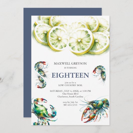 Vis en zeevruchten Kook 18e verjaardag Uitnodiging (Voorkant / Achterkant)