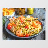 Vis en zeevruchten Pasta Garnalen Spieren Specerij Raamsticker (Vel)
